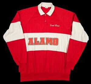 Vtg Alamo School Band Shirt Midland Texas Polo Rugby USA Red White Colorblock XL